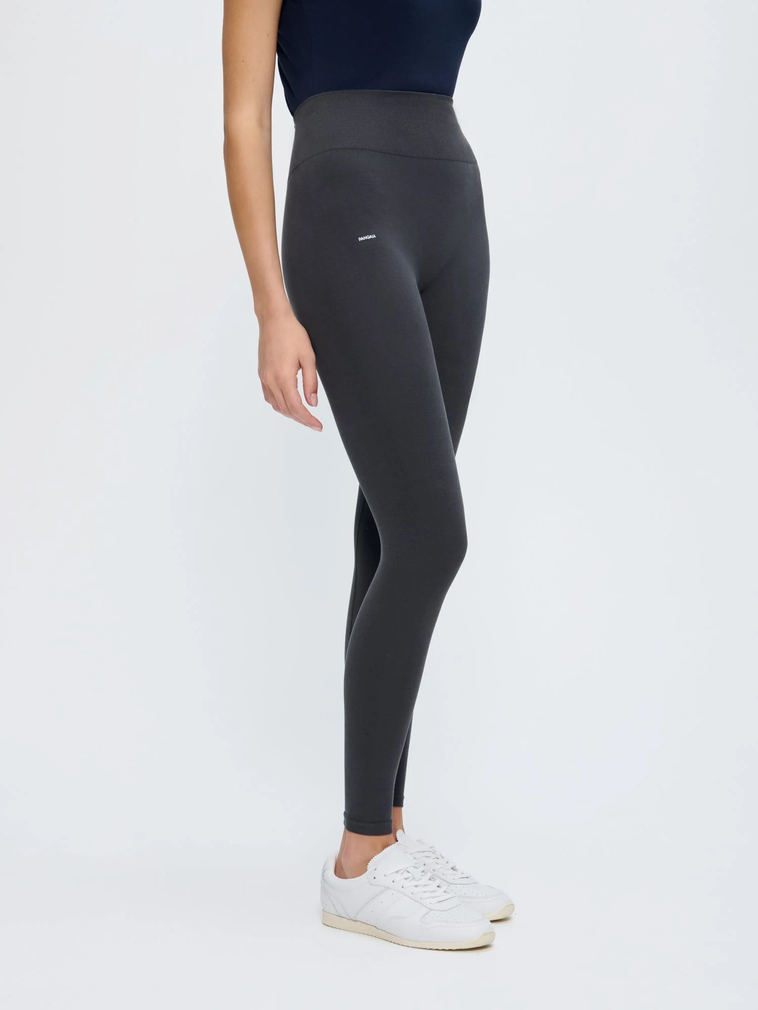 Womens Cotton-Stretch Leggings—Smoked Black - Image 3