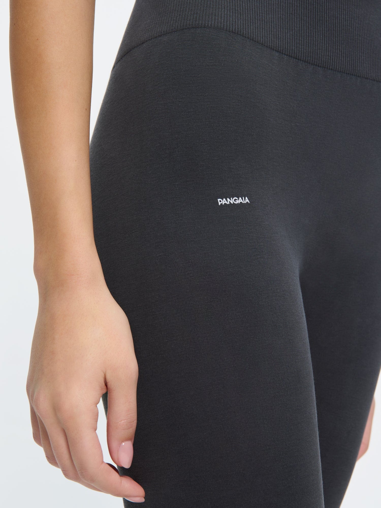 Womens Cotton-Stretch Leggings—Smoked Black - Image 4