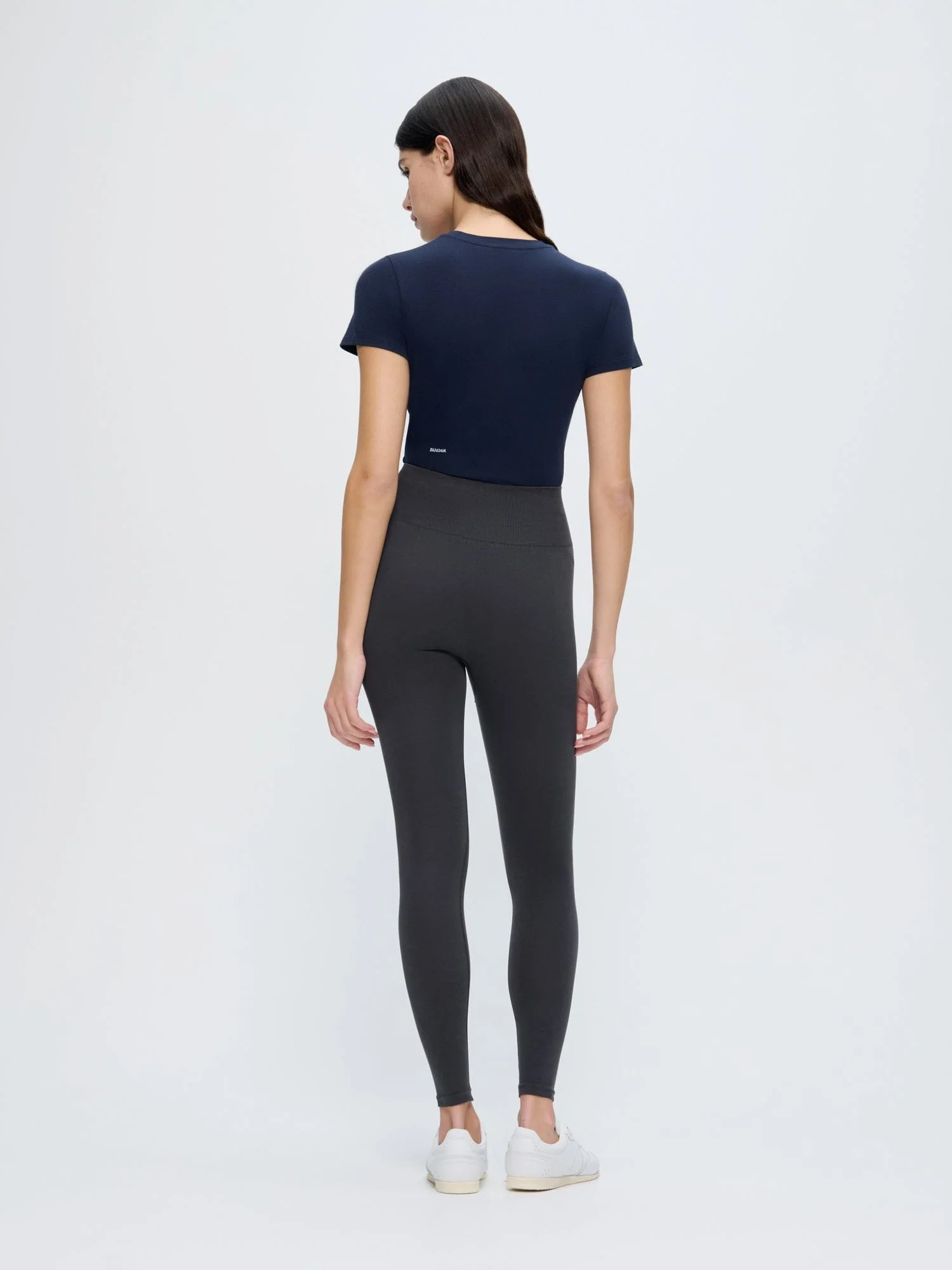 Womens Cotton-Stretch Leggings—Smoked Black - Image 5