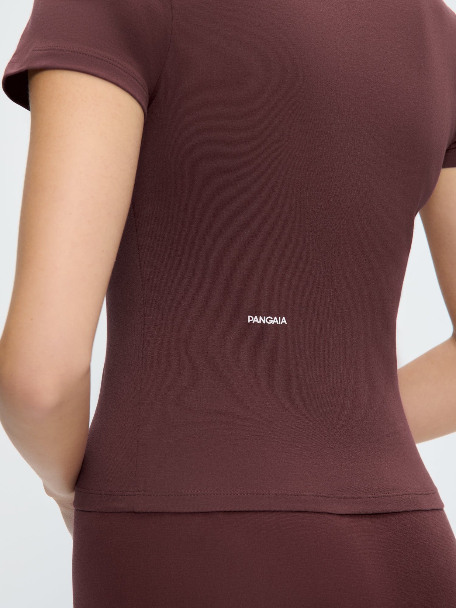 Womens Cotton-Stretch Slim T-Shirt—Chestnut Maroon - Image 4