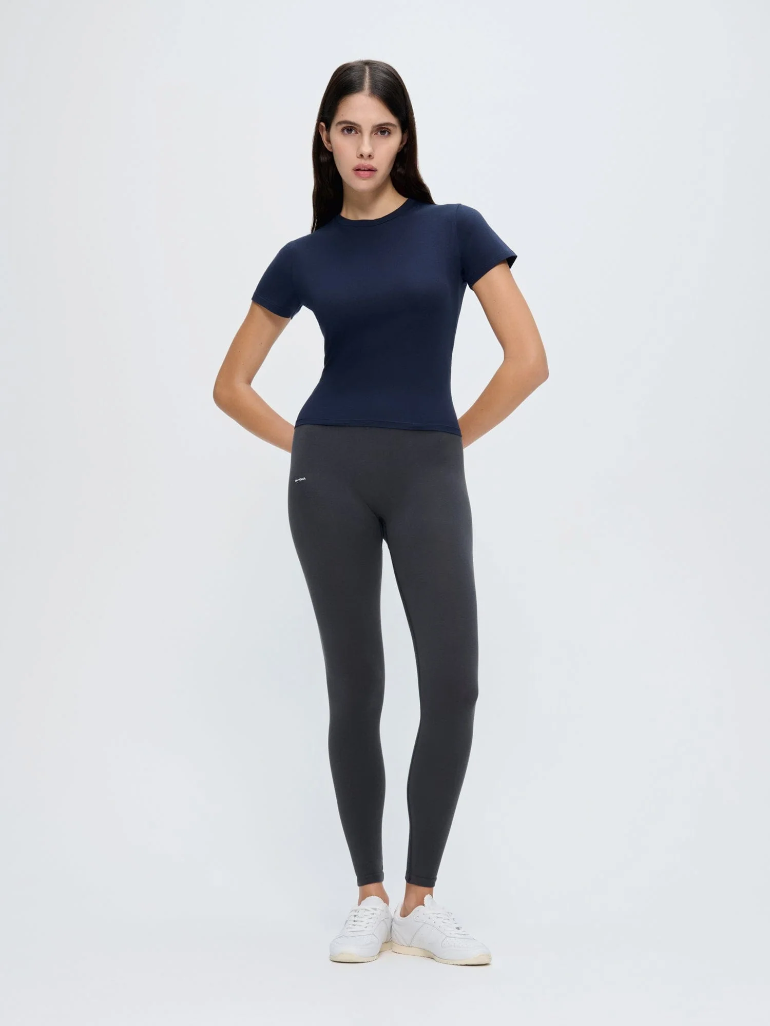 Womens Cotton-Stretch Slim T-Shirt—Midnight Navy - Image 3