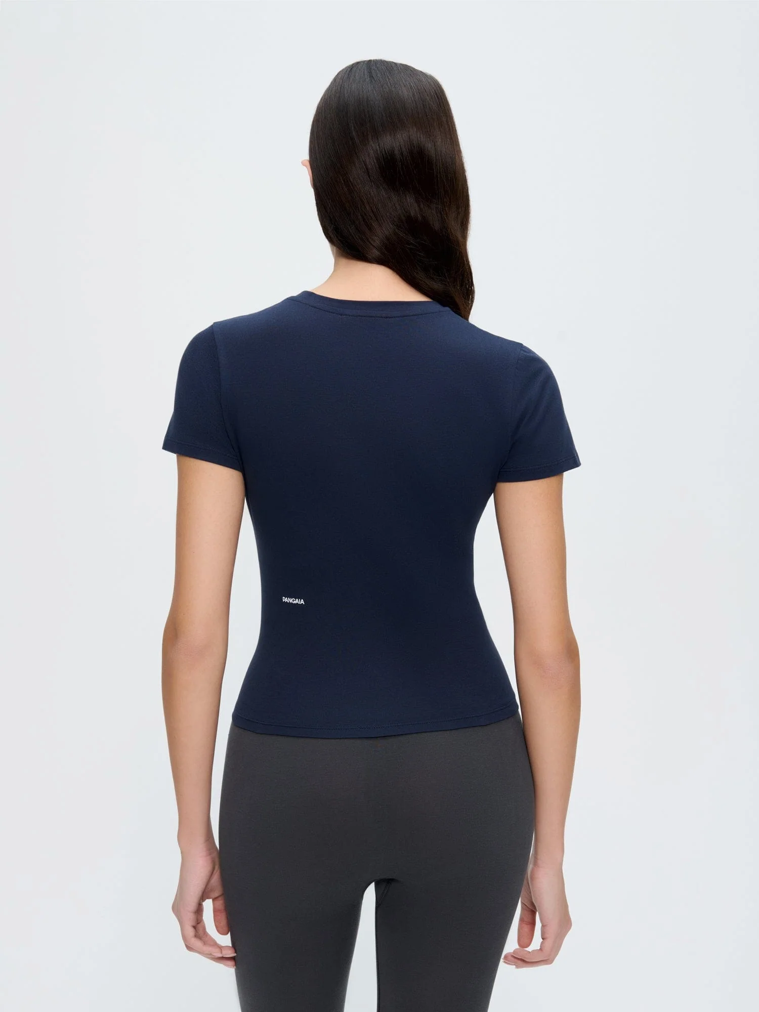Womens Cotton-Stretch Slim T-Shirt—Midnight Navy - Image 4
