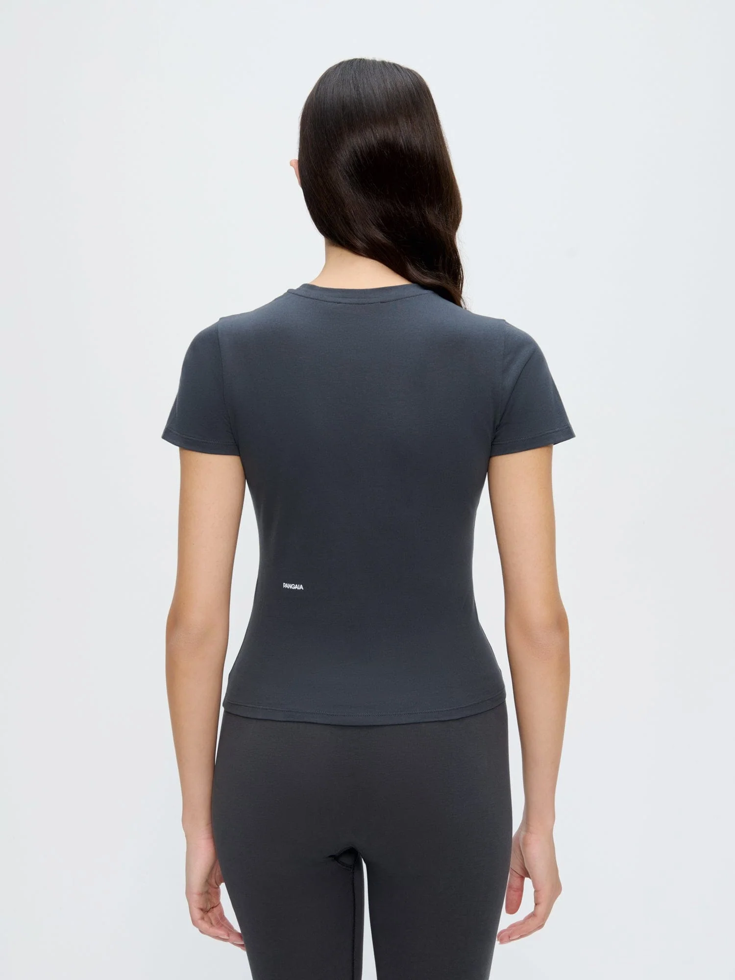 Womens Cotton-Stretch Slim T-Shirt—Smoked Black - Image 4