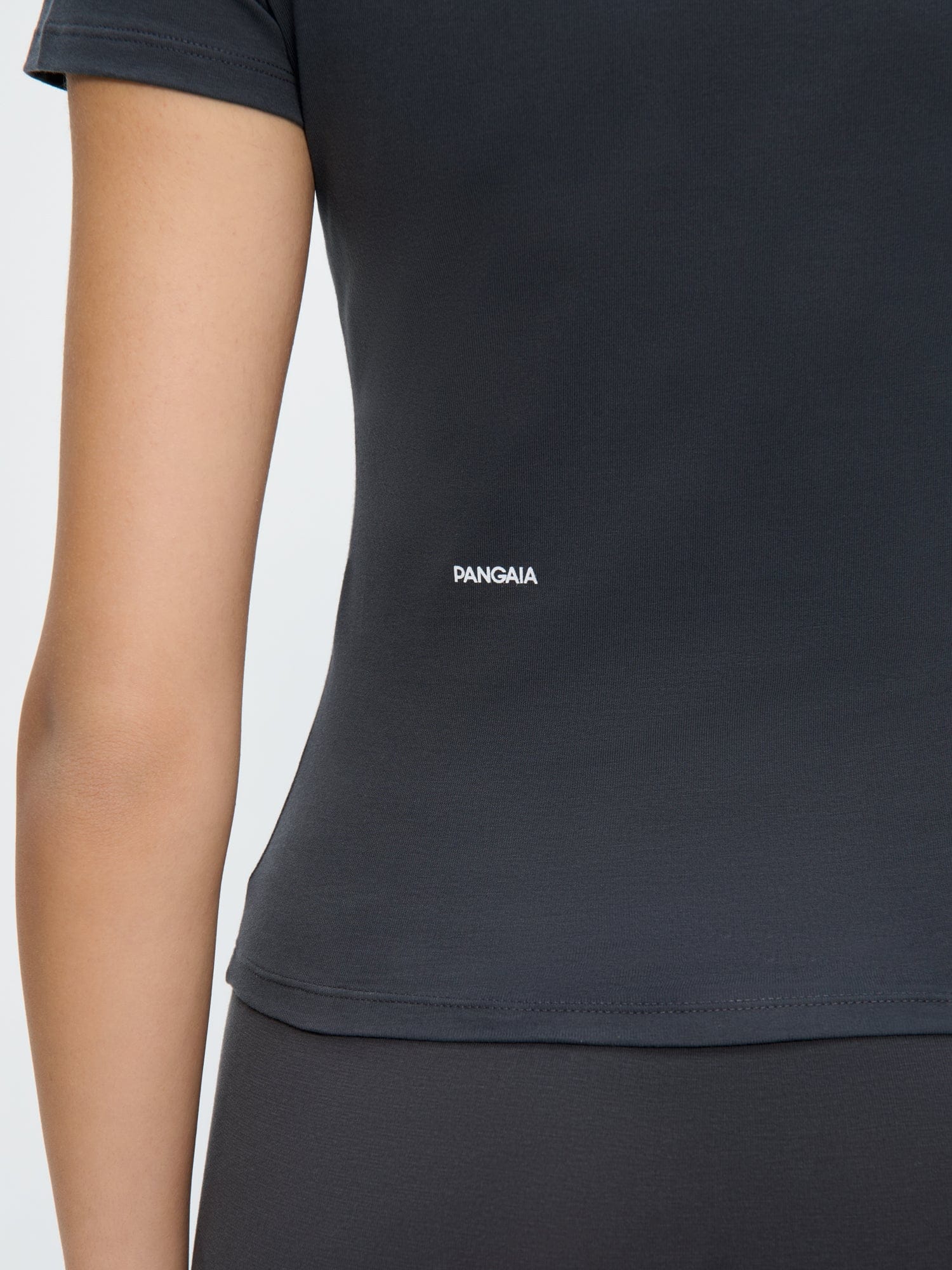 Womens Cotton-Stretch Slim T-Shirt—Smoked Black - Image 5