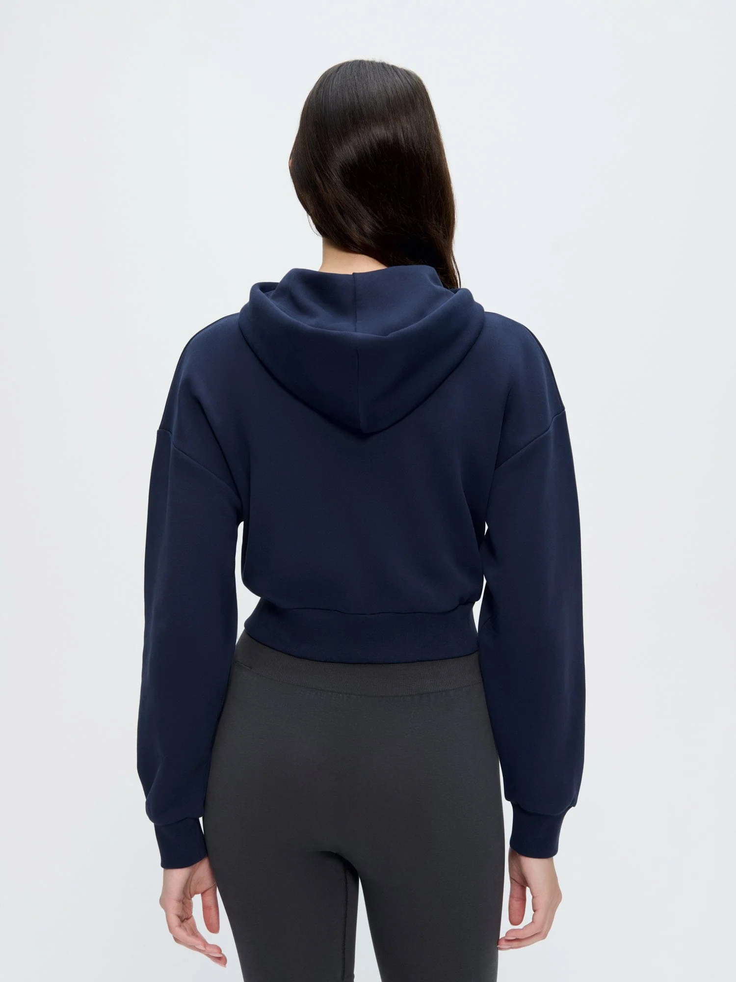 Womens Cropped Zip Up Hoodie—Midnight Navy - Image 5