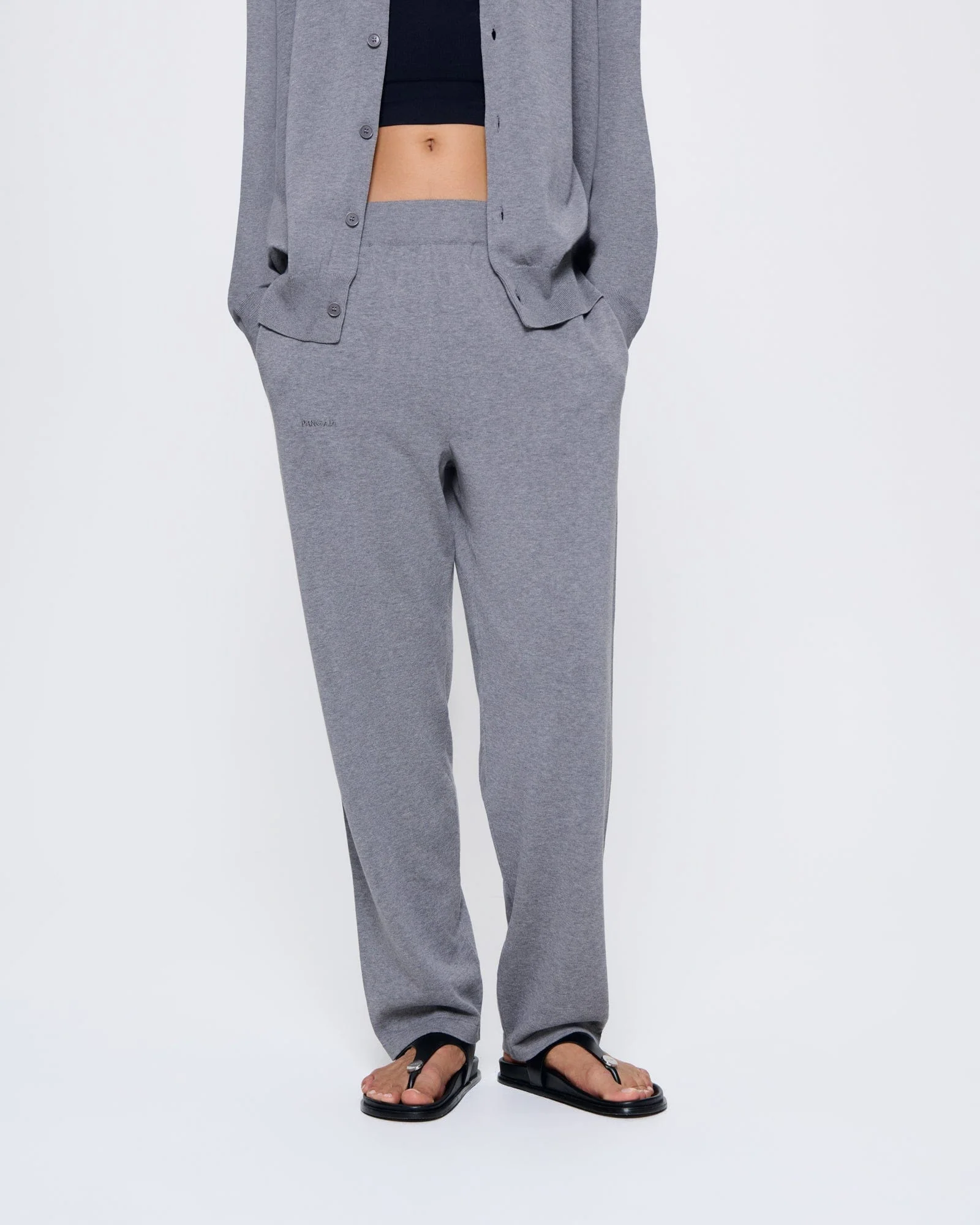 Womens DNA Knitted Straight Leg Track Pants—grey marl - Image 3