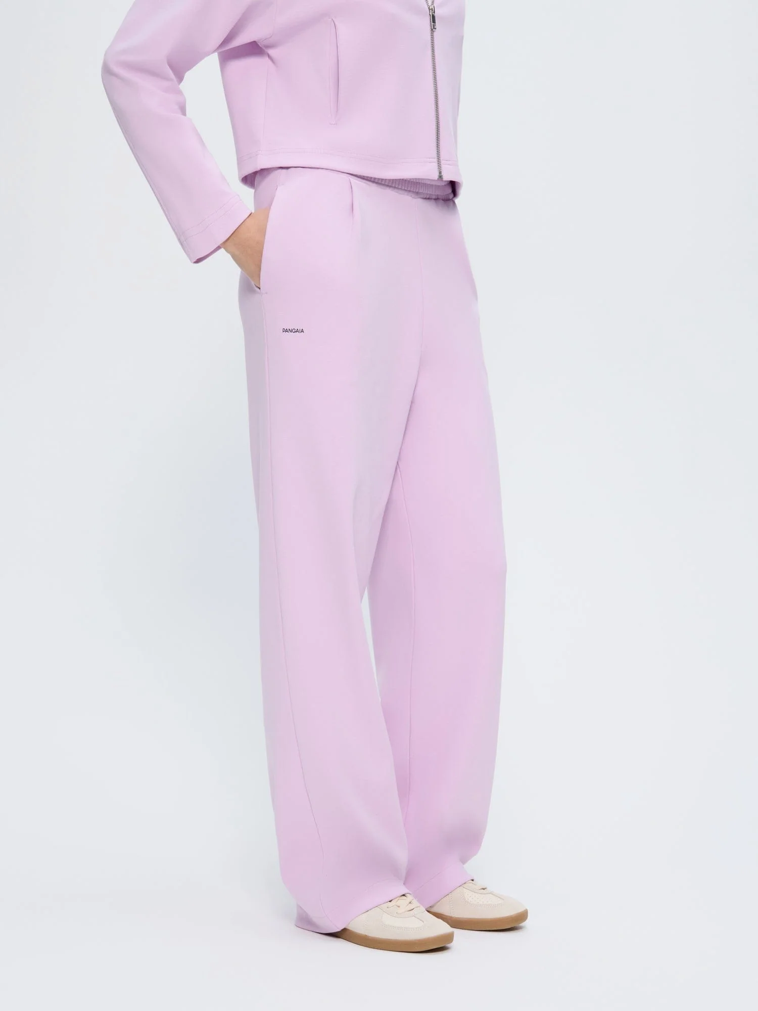 Womens Double Jersey Pleated Trousers—Crocus Purple - Image 3