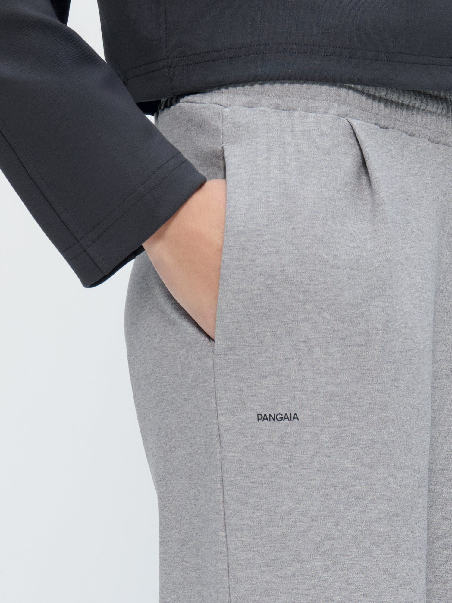 Womens Double Jersey Pleated Trousers—Grey Marl - Image 5