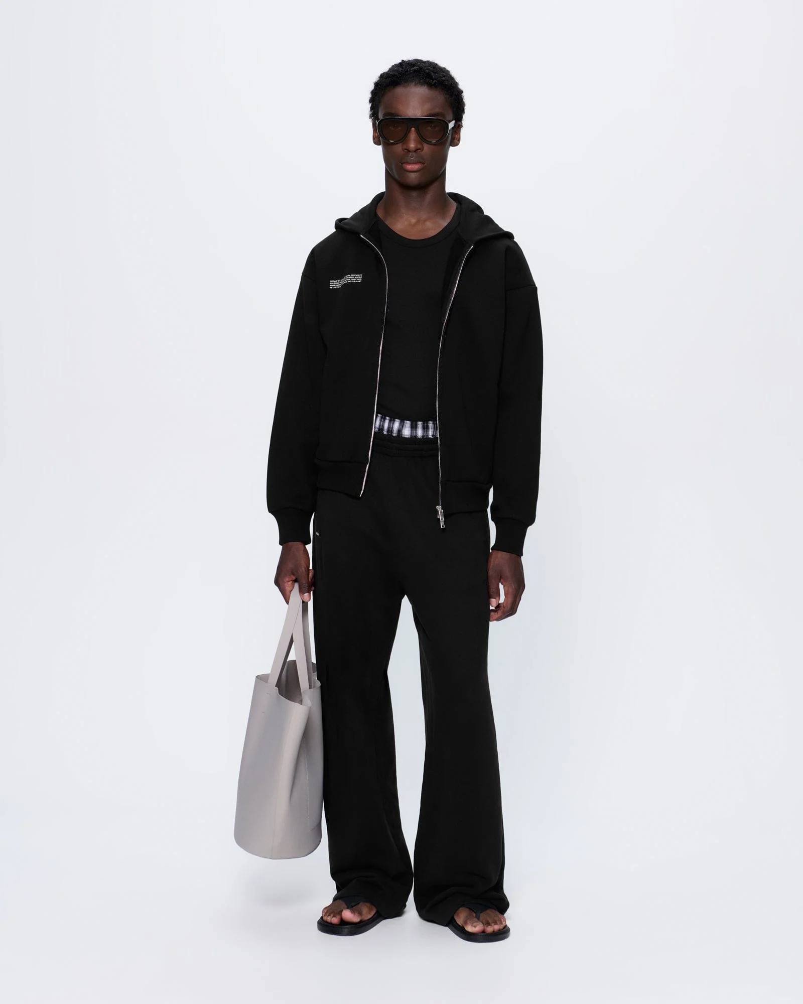 Mens 365 Heavyweight Two-Way Zip-Through Hoodie—Black - Image 3