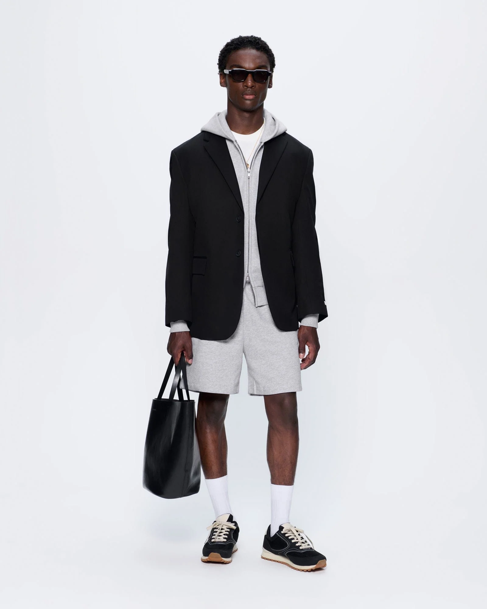 Mens 365 Heavyweight Two-Way Zip-Through Hoodie—Grey Marl - Image 4