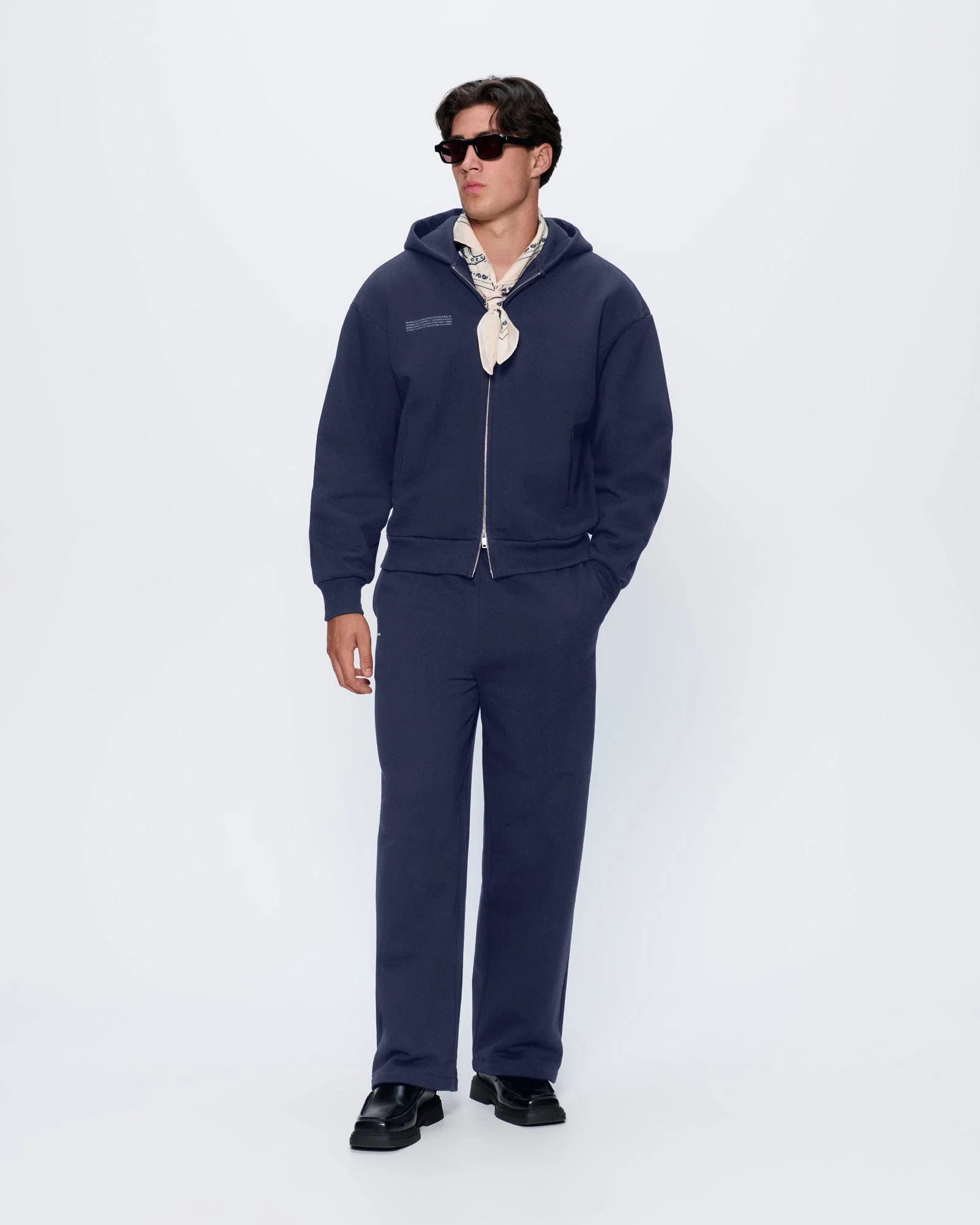 Mens 365 Heavyweight Two-Way Zip-Through Hoodie—Navy - Image 3