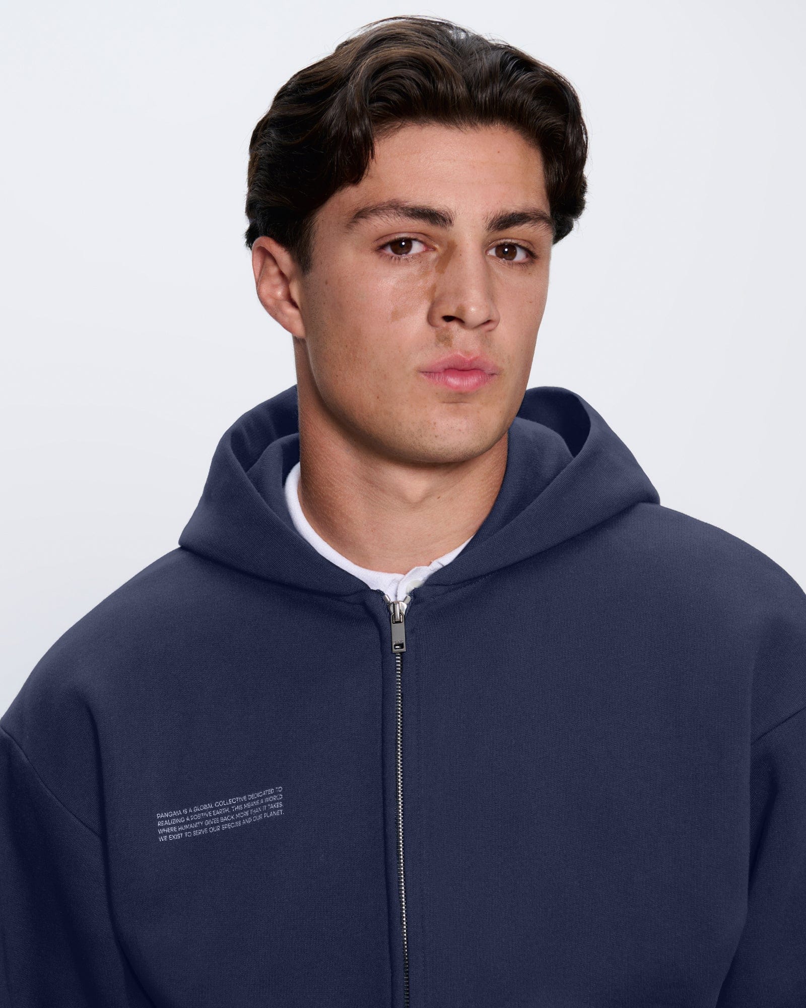 Mens 365 Heavyweight Two-Way Zip-Through Hoodie—Navy - Image 4