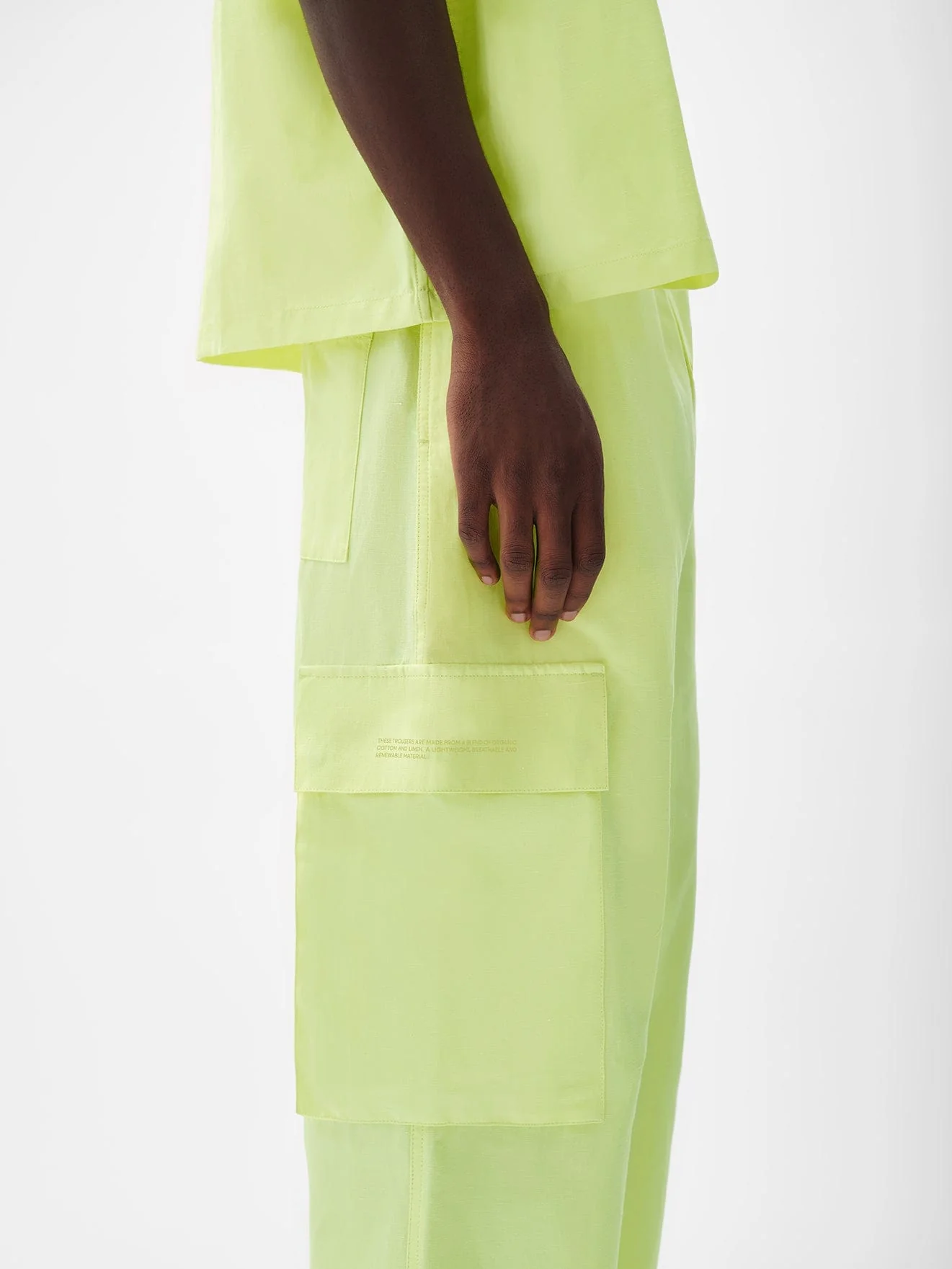 Mens Organic Cotton Linen Cargo Pants—andes green - Image 3