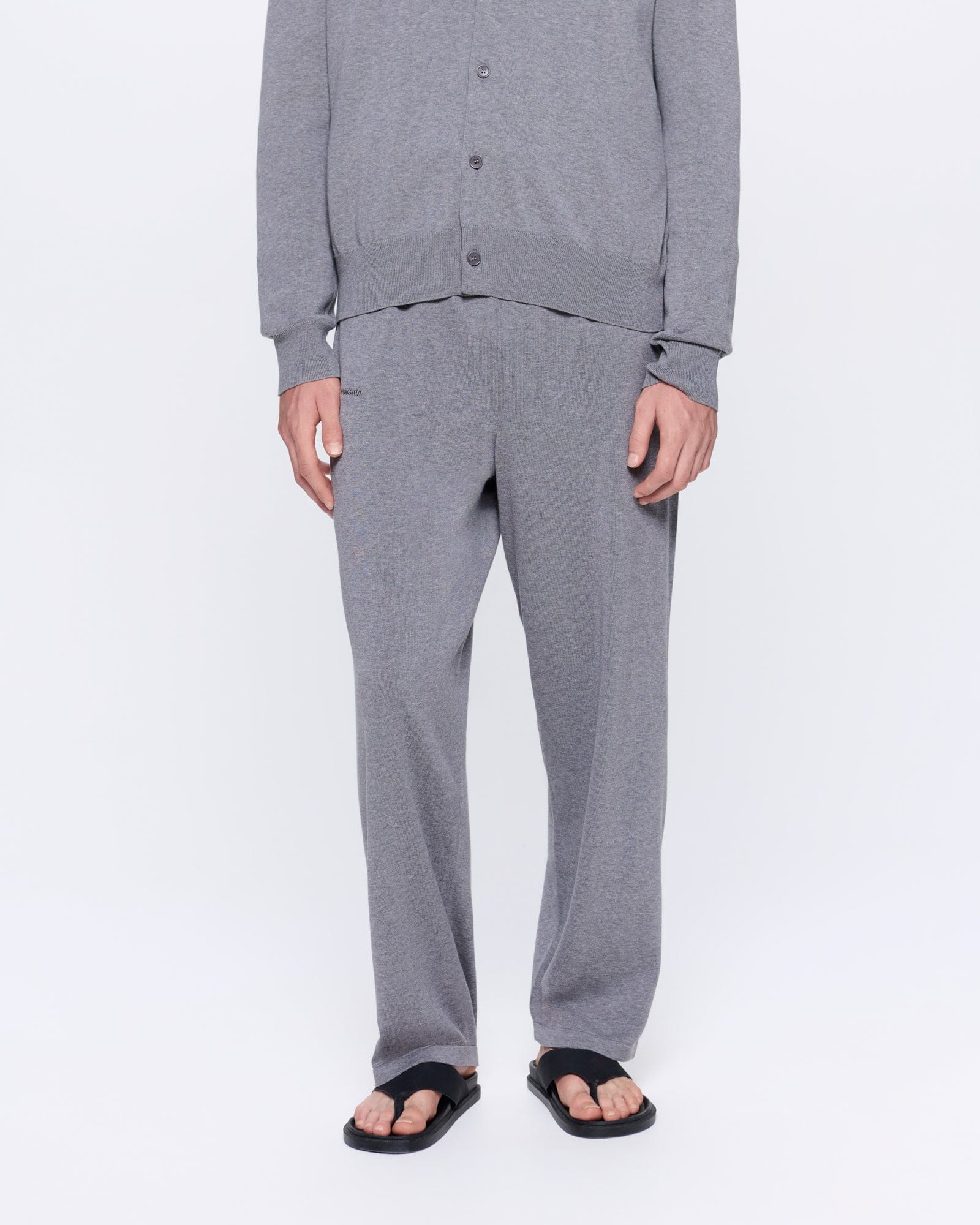 Mens DNA Knitted Straight Leg Track Pants—grey marl - Image 3