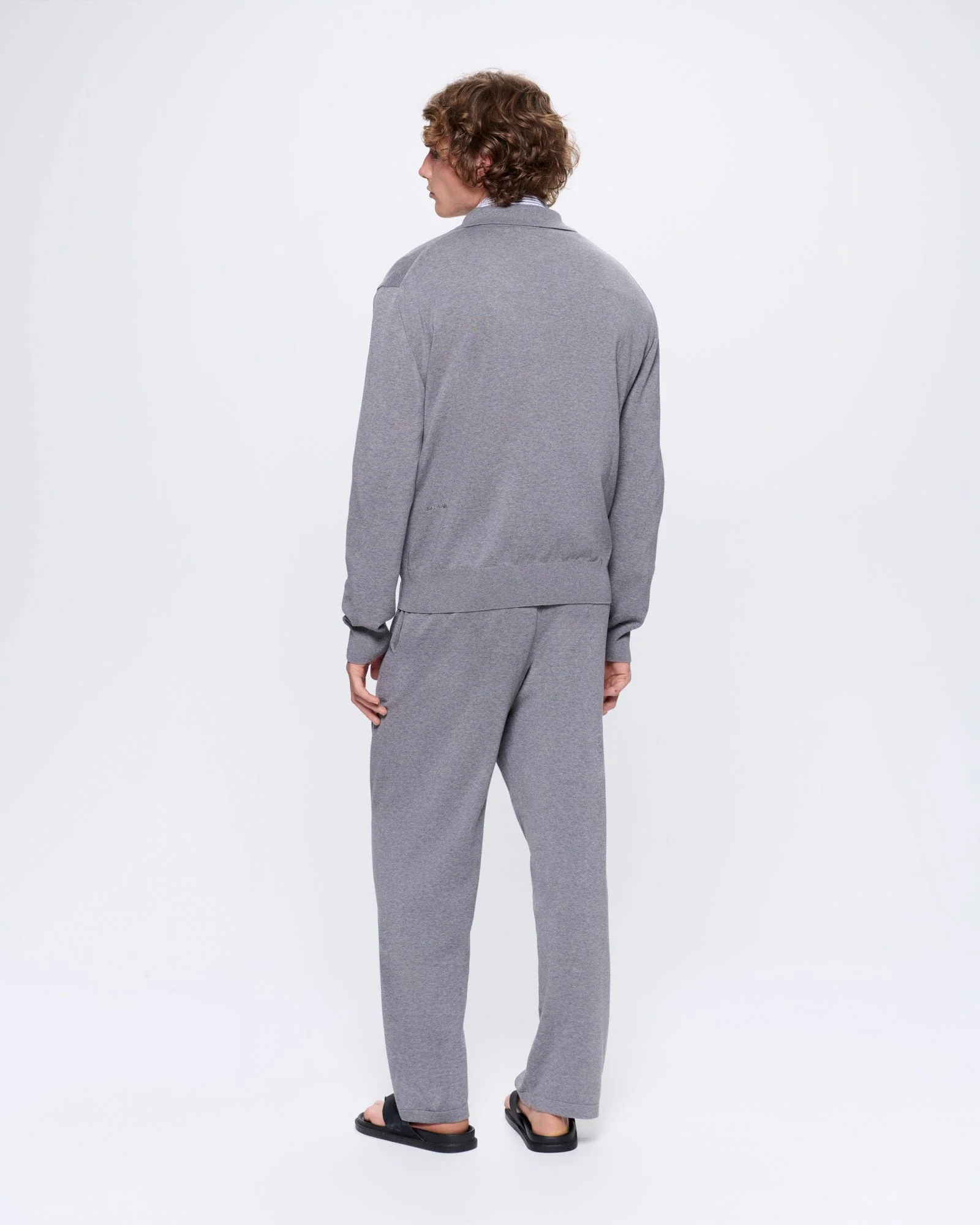 Mens DNA Knitted Straight Leg Track Pants—grey marl - Image 5